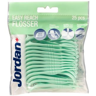 Jordan Easy Reach Flosser, nić dentystyczna i wykałaczki 2w1, miętowe, 25 sztuk - zdjęcie produktu