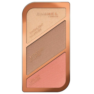 Rimmel, rozświetlająca paletka 3w1 do konturowania twarzy, 002 Coral Glow, 18,5 g - zdjęcie produktu