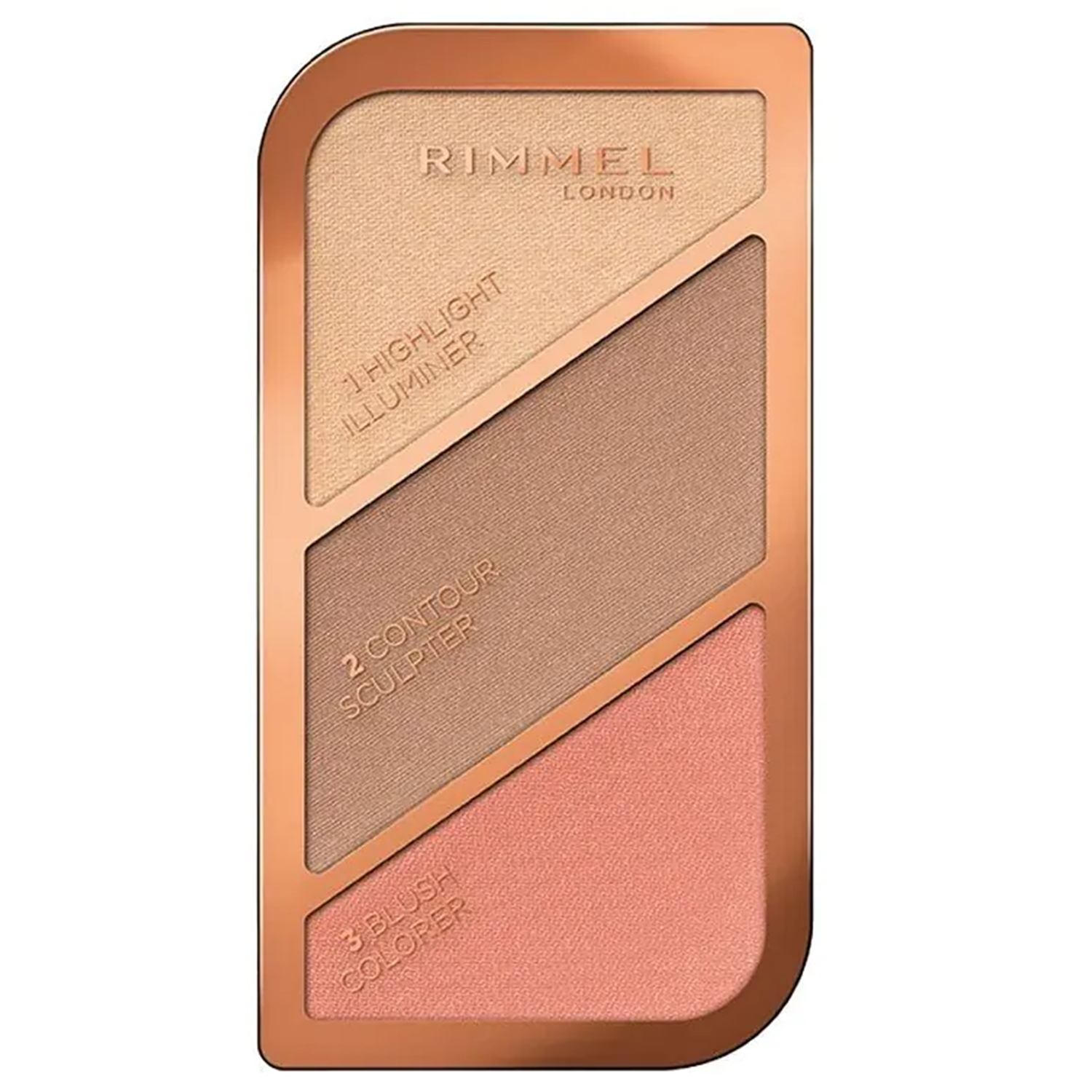 Rimmel Rimmel, rozświetlająca paletka 3w1 do konturowania twarzy, 002 Coral Glow, 18,5 g