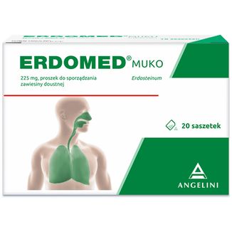 Erdomed Muko 225 mg, proszek do sporządzania zawiesiny doustnej, 20 saszetek - zdjęcie produktu