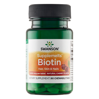 Swanson Biotin Supplemelts, biotyna 5000 µg, smak wiśniowy, 60 tabletek do żucia - zdjęcie produktu