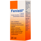 Fenistil 1 mg/ 1 ml, krople doustne, 20 ml (import równoległy) KRÓTKA DATA - miniaturka zdjęcia produktu
