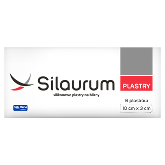 Silaurum, silikonowe plastry na blizny, 10 cm x 3 cm, 6 sztuk - zdjęcie produktu