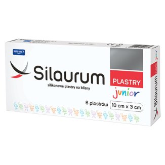 Silaurum Junior, silikonowe plastry na blizny, 10 cm x 3 cm, 6 sztuk - zdjęcie produktu