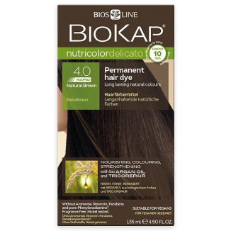 Biokap Nutricolor Delicato Rapid, farba koloryzująca do włosów, 4.0 naturalny brąz, 135 ml - zdjęcie produktu