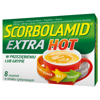 Scorbolamid Extra Hot 300 mg + 300 mg + 50 mg + 5 mg, 8 saszetek - zdjęcie produktu