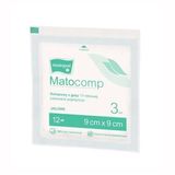 Matopat Matocomp, kompresy jałowe, 100% bawełny, 17-nitkowe, 12-warstwowe, 9 cm x 9 cm, 3 sztuki USZKODZONE OPAKOWANIE - miniaturka zdjęcia produktu
