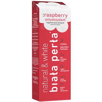 Biała Perła Natural Raspberry, wybielająca pasta do zębów, bez fluoru, 75 ml - zdjęcie produktu