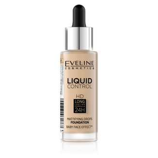 Eveline Cosmetics Liquid Control HD, podkład matujący, nr 015, Light Vanilla, 32 ml - zdjęcie produktu