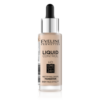 Eveline Cosmetics Liquid Control HD, podkład matujący, nr 010, Light Beige, 32 ml - zdjęcie produktu