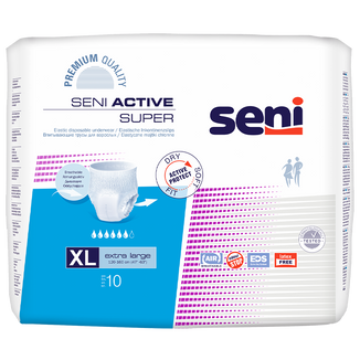 Seni Active Super, majtki chłonne, rozmiar XL, 120-160 cm, 10 sztuk - zdjęcie produktu