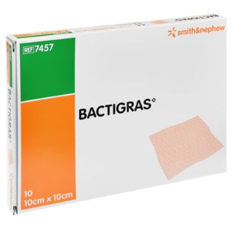 Bactigras, opatrunek parafinowy, jałowy, 10 cm x 10 cm, 10 sztuk USZKODZONE OPAKOWANIE - zdjęcie produktu