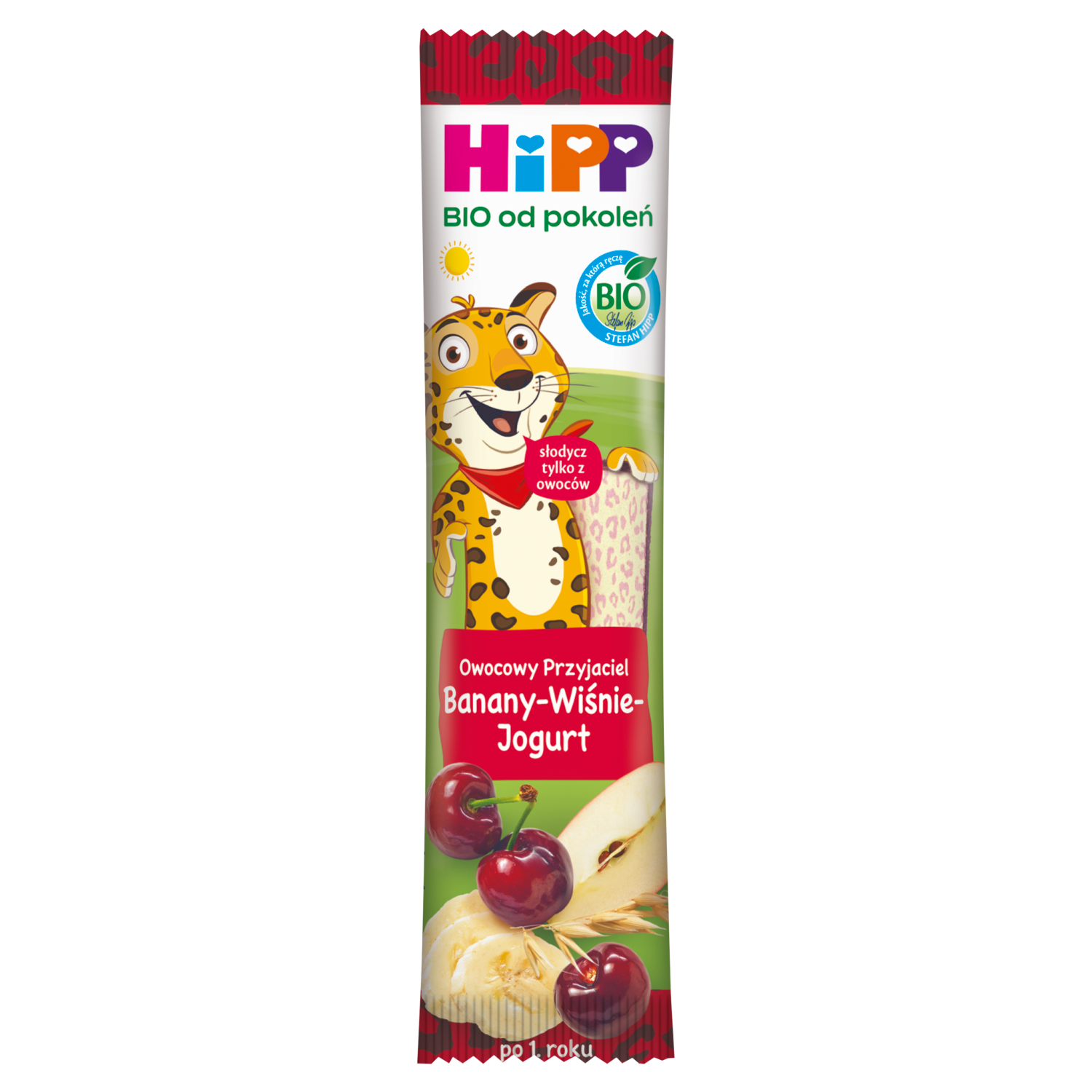 Nieznana HiPP BIO od pokoleń, batonik owocowy banany-wiśnie-jogurt, po 1 roku, 23 g