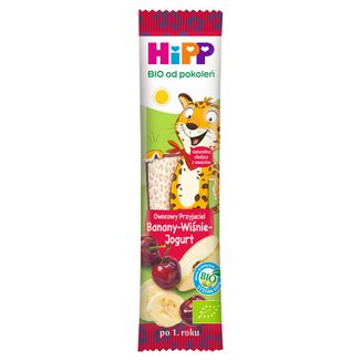 HiPP Owocowy przyjaciel, batonik Bio, banany-wiśnie-jogurt, po 1 roku, 23 g - zdjęcie produktu