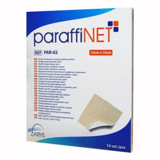 ParaffiNet, opatrunek gazowy nasączony parafiną, jałowy, 10 cm x 10 cm, 10 sztuk - zdjęcie produktu