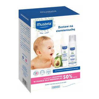 Zestaw Mustela Bebe Enfant, krem na ciemieniuchę, 40 ml + szampon w piance, od urodzenia, 150 ml - zdjęcie produktu