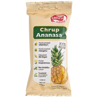 Crispy Natural Chrup Ananasa, suszone chipsy z ananasa, 15 g - zdjęcie produktu