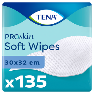 Tena Soft Wipes ProSkin, chusteczki oczyszczające, 135 sztuk USZKODZONE OPAKOWANIE - zdjęcie produktu