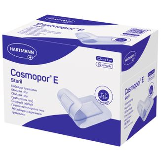 Cosmopor E, opatrunek na rany pooperacyjne, jałowy, 7,2 cm x 5 cm, 50 sztuk USZKODZONE OPAKOWANIE - zdjęcie produktu