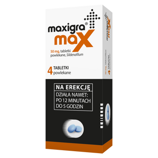 Maxigra Max 50 mg, 4 tabletki powlekane USZKODZONE OPAKOWANIE - zdjęcie produktu