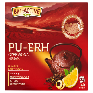 Herbapol Big-Active Pu-Erh Herbata Czerwona o smaku cytrynowym, 40 torebek - zdjęcie produktu