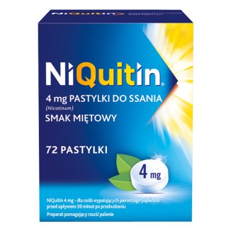 NiQuitin 4 mg, smak miętowy, 72 pastylki do ssania - zdjęcie produktu