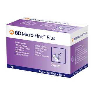 BD Micro-Fine Plus, igły do penów insulinowych 31G (0,25 mm) x 5 mm, 100 sztuk - zdjęcie produktu