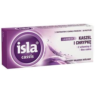 Isla Cassis z ekstraktem z czarnej porzeczki, 30 pastylek do ssania USZKODZONE OPAKOWANIE - zdjęcie produktu