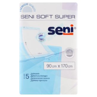Seni Soft Super, podkłady higieniczne, 90 cm x 170 cm, 5 sztuk - zdjęcie produktu
