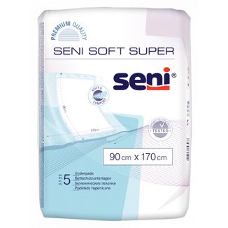 Seni Soft Super, podkłady higieniczne, 90 cm x 170 cm, 5 sztuk - zdjęcie produktu