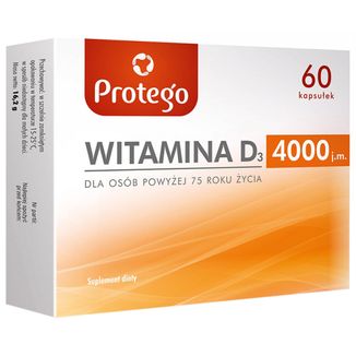 Protego Witamina D3 4000  j.m., dla osób otyłych i powyżej 65 roku życia, 60 kapsułek - zdjęcie produktu