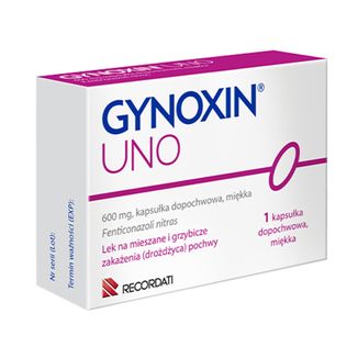 Gynoxin Uno 600 mg, 1 kapsułka dopochwowa miękka - zdjęcie produktu