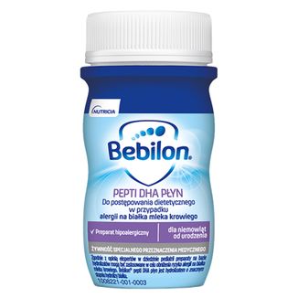 Bebilon Pepti DHA, płyn gotowy do spożycia w przypadku alergii na białka mleka krowiego, od urodzenia, 90 ml - zdjęcie produktu