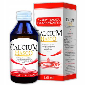 Calcium Hasco 115,6 mg/5 ml, syrop, smak truskawkowy, od 6 lat, 150 ml - zdjęcie produktu