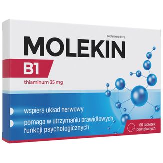 Molekin B1, tiamina 35 mg, 60 tabletek powlekanych - zdjęcie produktu