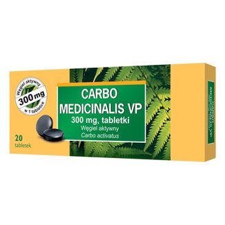 Carbo medicinalis VP 300 mg, węgiel aktywny, 20 tabletek - zdjęcie produktu