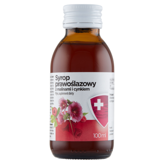 Syrop prawoślazowy z malinami i cynkiem, 100 ml USZKODZONE OPAKOWANIE - zdjęcie produktu