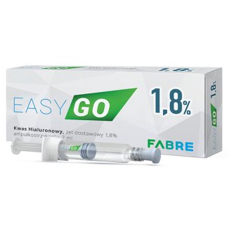 Fabre EasyGo, kwas hialuronowy, żel dostawowy 1,8%, 2 ml x 1 ampułkostrzykawka - zdjęcie produktu