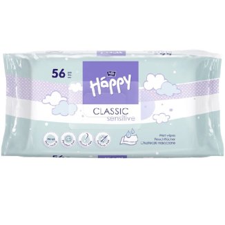 Bella Baby Happy, chusteczki nawilżane, aloes, Classic Sensitive, 56 sztuk - zdjęcie produktu