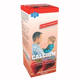 Calcium 114 mg/ 5 ml, syrop, smak truskawkowy, 150 ml - zdjęcie produktu