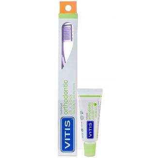 Vitis Orthodontic Access, szczoteczka do zębów, 1 sztuka + pasta do zębów, 15 ml - zdjęcie produktu