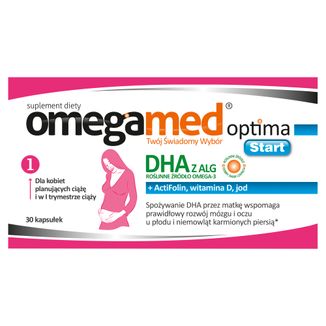Omegamed Optima Start DHA z alg dla kobiet planujących ciążę i w pierwszych miesiącach ciąży, 30 kapsułek USZKODZONE OPAKOWANIE - zdjęcie produktu