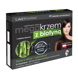AvetPharma Mega Krzem z biotyną, 40 tabletek powlekanych - zdjęcie produktu