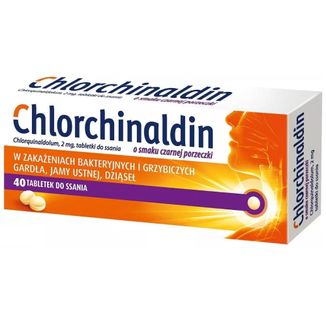 Chlorchinaldin o smaku czarnej porzeczki 2 mg, 40 tabletek do ssania KRÓTKA DATA - zdjęcie produktu