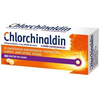 Chlorchinaldin o smaku czarnej porzeczki 2 mg, 40 tabletek do ssania - zdjęcie produktu