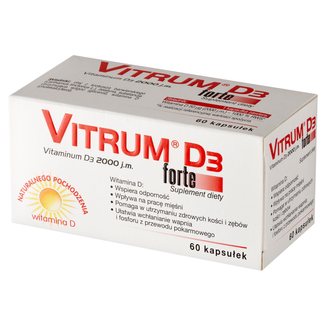 Vitrum D3 Forte, witamina D 2000 j.m., 60 kapsułek KRÓTKA DATA - zdjęcie produktu