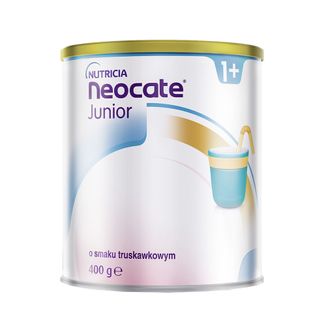 Neocate Junior, dla dzieci z alergią na białka mleka krowiego i złożoną nietolerancją białek pokarmowych, po 1 roku, smak truskawkowy, 400 g - zdjęcie produktu
