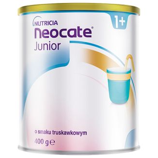 Neocate Junior, dla dzieci z alergią na białka mleka krowiego i złożoną nietolerancją białek pokarmowych, po 1 roku, smak truskawkowy, 400 g - zdjęcie produktu