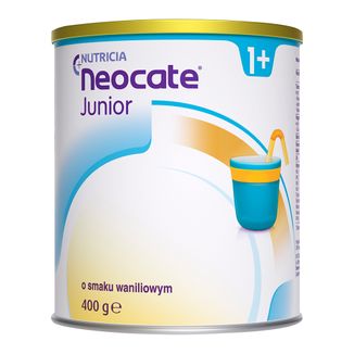 Neocate Junior, dla dzieci z alergią na białka mleka krowiego i złożoną nietolerancją białek pokarmowych, po 1 roku, smak waniliowy, 400 g - zdjęcie produktu