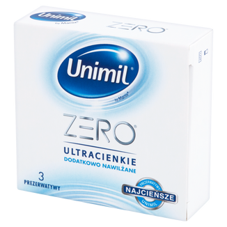 Unimil Zero, prezerwatywy dodatkowo nawilżane, ultracienkie, 3 sztuki - zdjęcie produktu